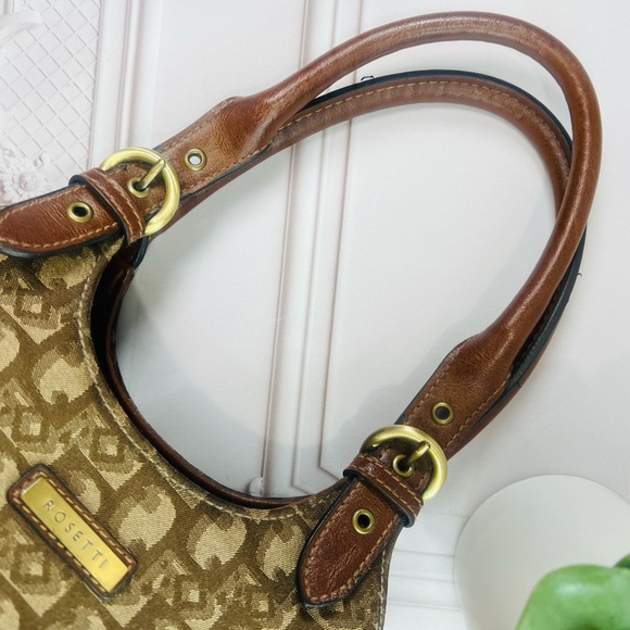 Y2K Rosetti Faux Leather Canvas Beige Tan And Brown Bag Multi Compartments small - Picture 3 of 13